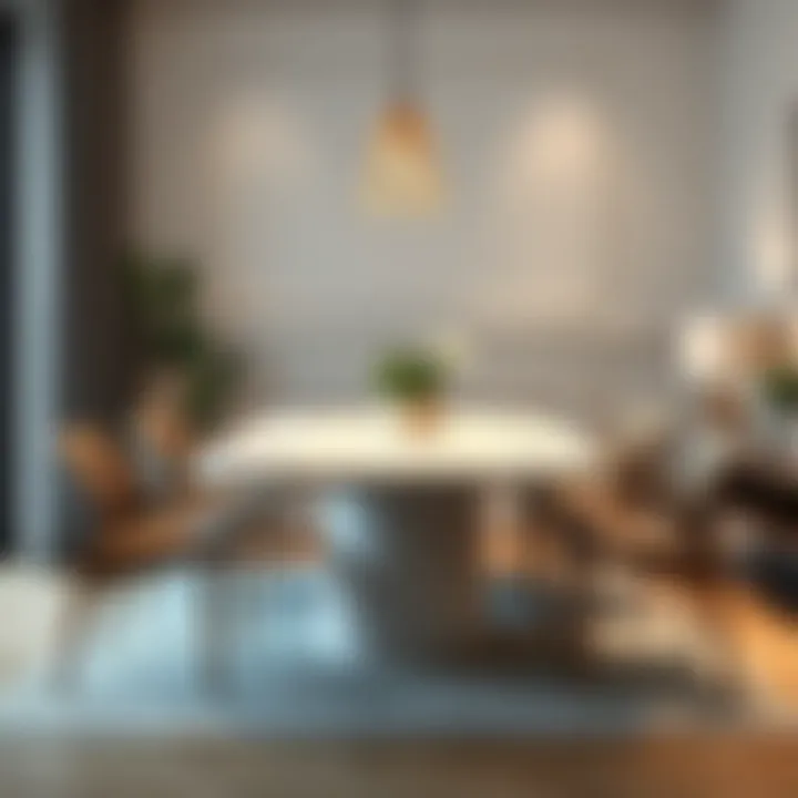 Inviting dining setting with a marble effect table as the focal point