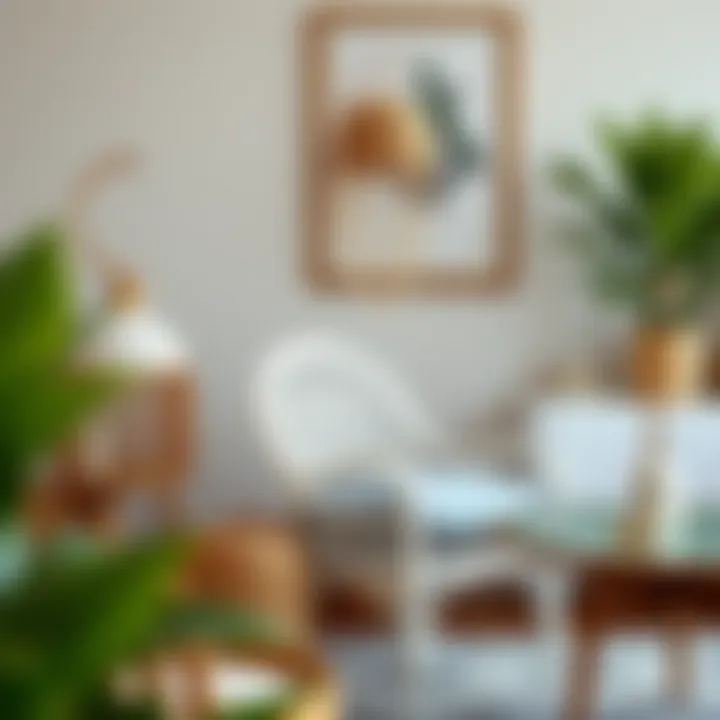 White rattan chair paired with chic decor elements