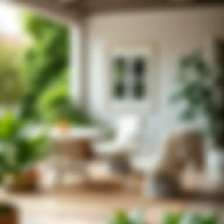 Cozy outdoor space featuring white rattan chairs