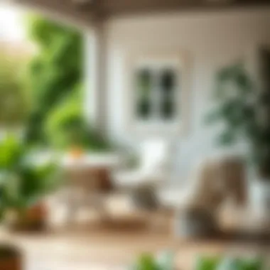 White Rattan Chairs in Outdoor Space Cozy outdoor space featuring white rattan chairs