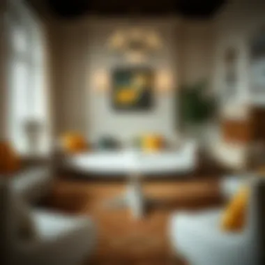 Cozy Atmosphere with a White Round Table Cozy living room featuring a white round table as a centerpiece