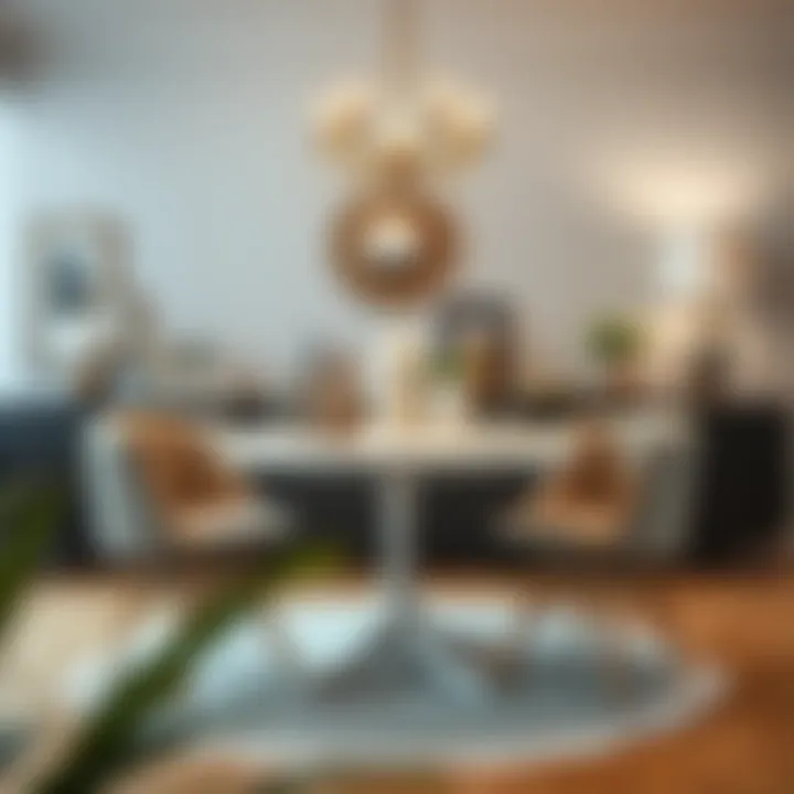 Chic Decor Above a White Round Table Stylish white round table adorned with decorative items