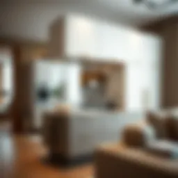 Stylish fabric cabinet connection fittings in a modern home setting