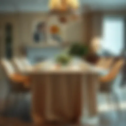 Elegant Dining Table Setup Elegant tablecloth draped over a dining table