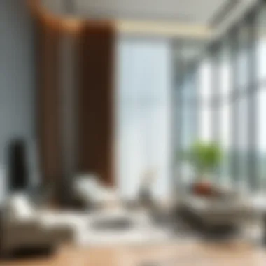 Elegant floor-to-ceiling glass curtains in a modern living room