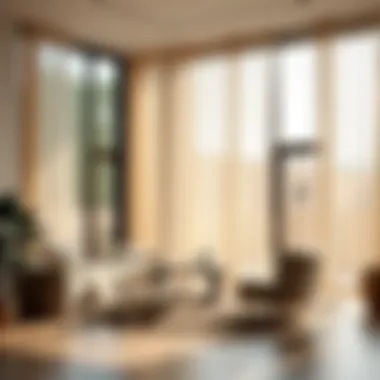 Bright and airy room showcasing sheer floor-to-ceiling glass drapes