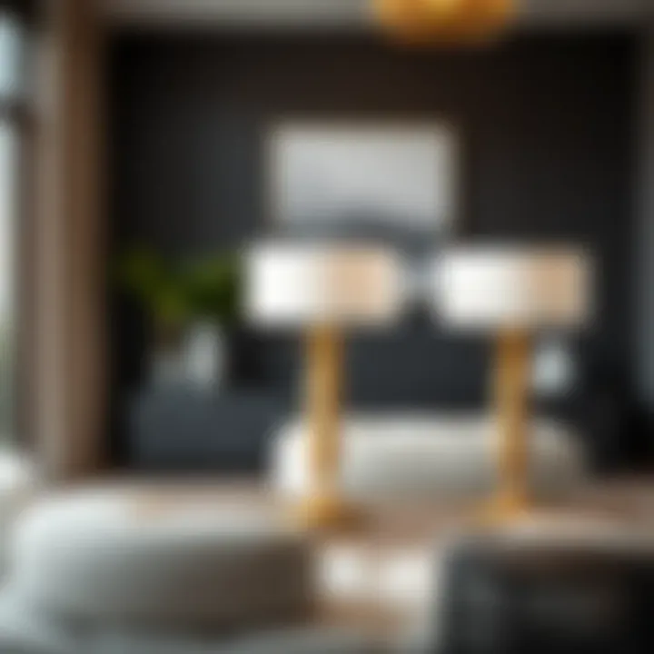 Brass lamp bases in a modern interior setting