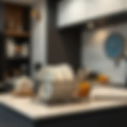 Stylish dish drying rack integrated into a modern kitchen