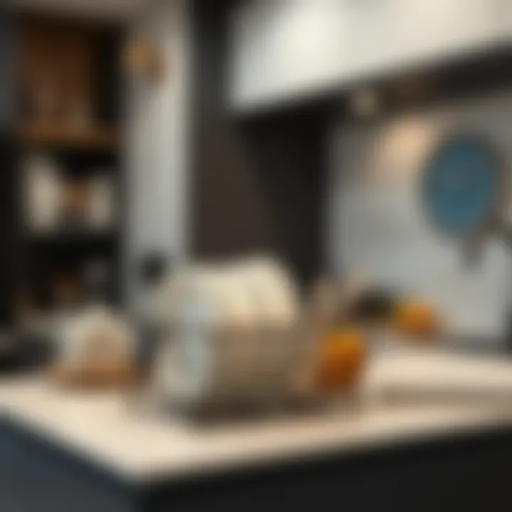 Modern Kitchen with Stylish Dish Drying Rack Stylish dish drying rack integrated into a modern kitchen