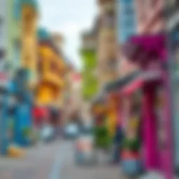 Vibrant shopping street in Bursa with colorful storefronts