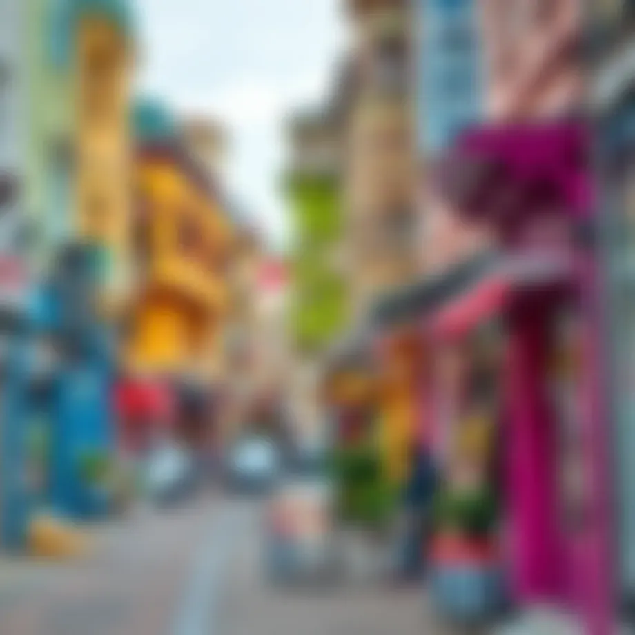 Vibrant shopping street in Bursa with colorful storefronts