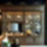 Luxurious glass cabinet showcasing fine decor items