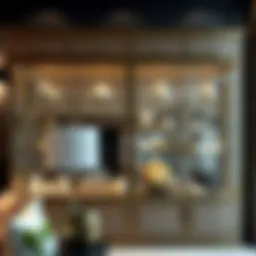Luxurious glass cabinet showcasing fine decor items