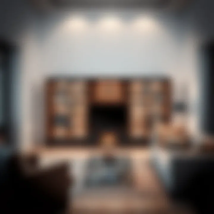 Contemporary Glass Cabinet in Living Space Stylish glass cabinet in a modern living room setting