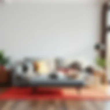 Chic living area featuring a stylish sofa bed arrangement