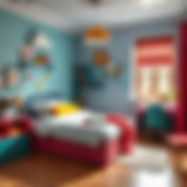 Vibrant Bedroom Aesthetics with Stylish Bed Choices Colorful children's room featuring a stylish bed