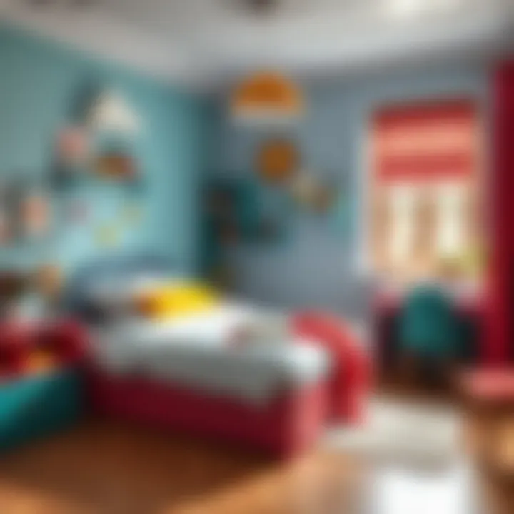 Vibrant Bedroom Aesthetics with Stylish Bed Choices Colorful children's room featuring a stylish bed