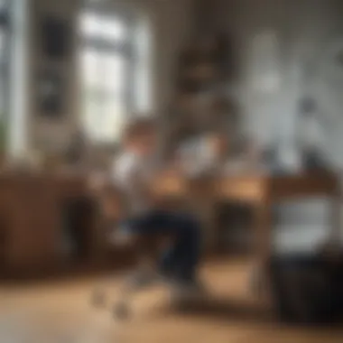 Child Comfortably Seated at Desk Child sitting comfortably at a desk with proper height