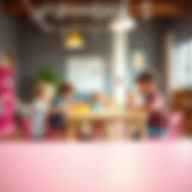 Engaged children at a vibrant activity table, exploring and learning