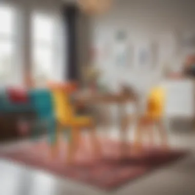 Colorful Table and Chair Set for Kids Colorful children's table and chair set in a playroom