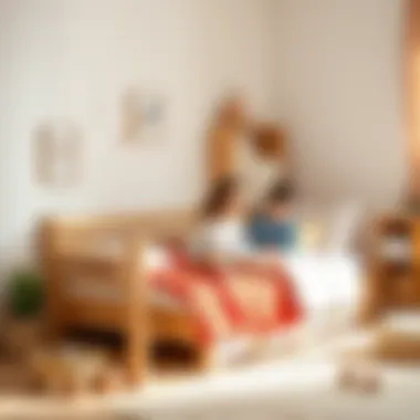 Children joyfully playing around a Montessori twin bed