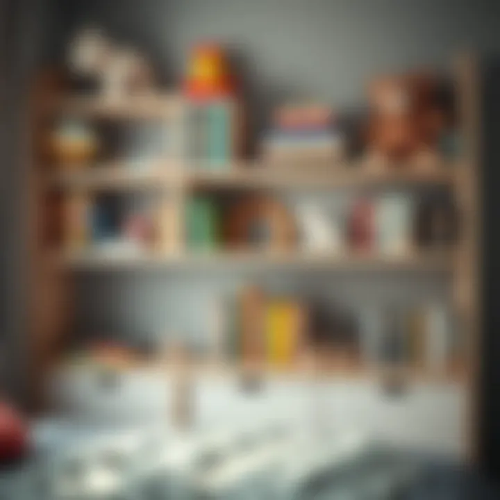 Stylish children's room shelf with books and toys