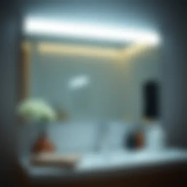 Close-up of LED light features on a vanity mirror