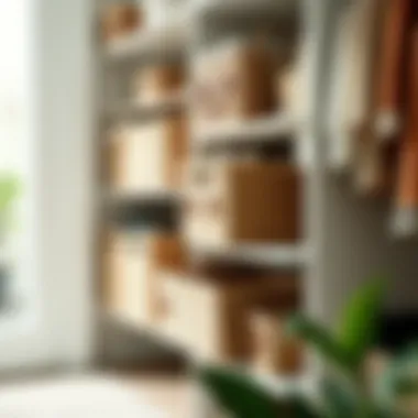 Elegant closet organization with stylish baskets