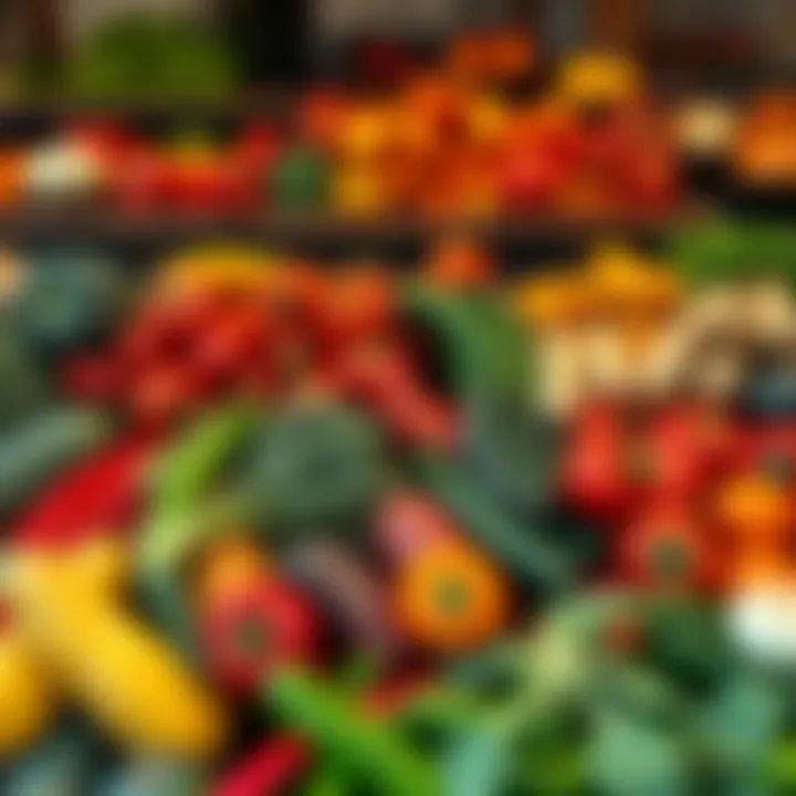 Colorful assortment of vegetables neatly arranged