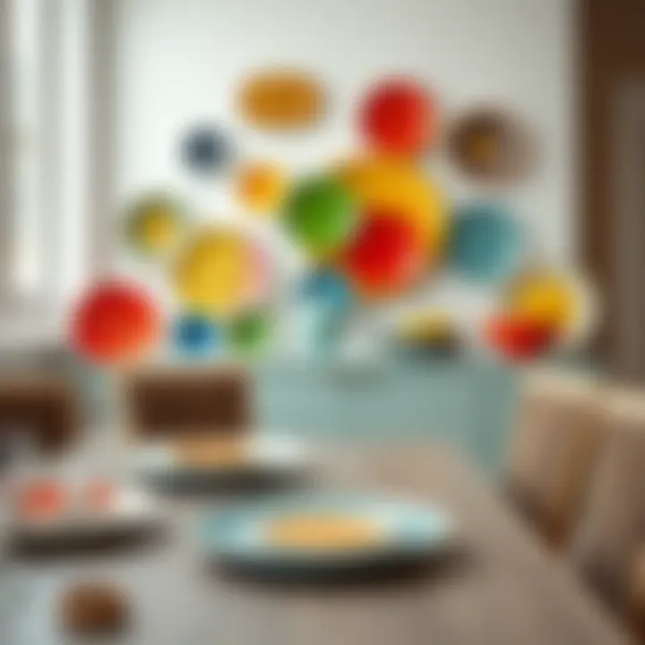 Colorful decorative plates enhancing a bright and airy space