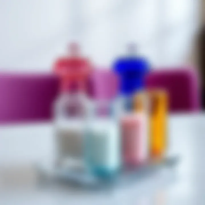 Set of colorful glass salt shakers for decorative table settings