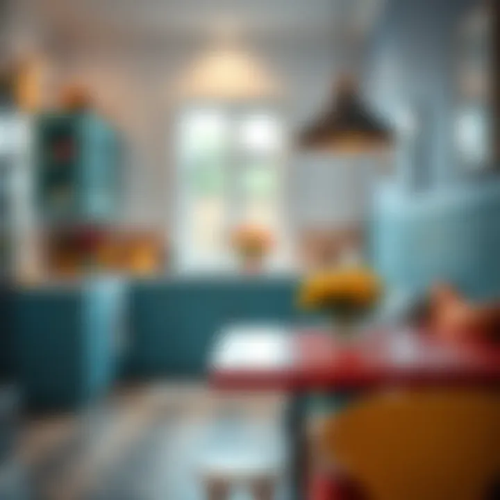 Colorful kitchen bench arrangement enhancing space