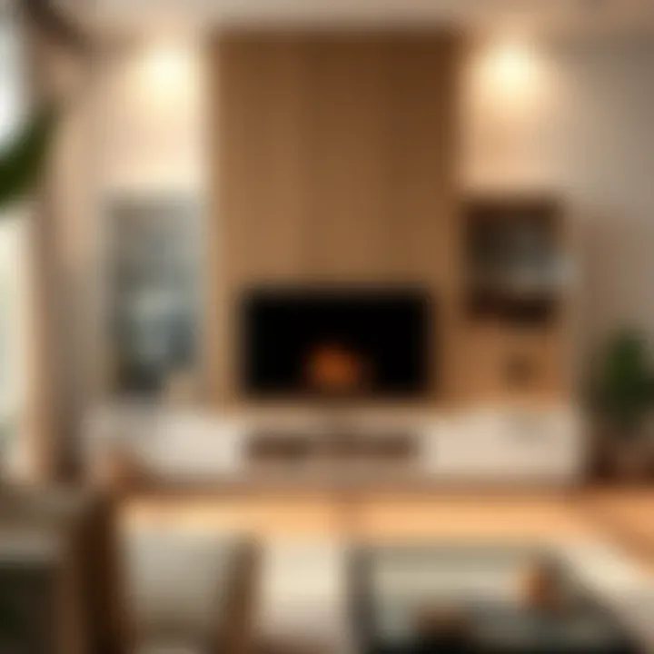 Contemporary fireplace unit surrounded by minimalist decor