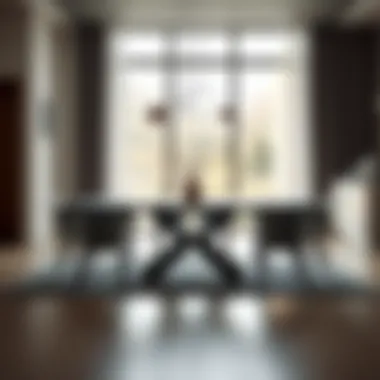 Contemporary rectangular kitchen table set in a spacious dining area