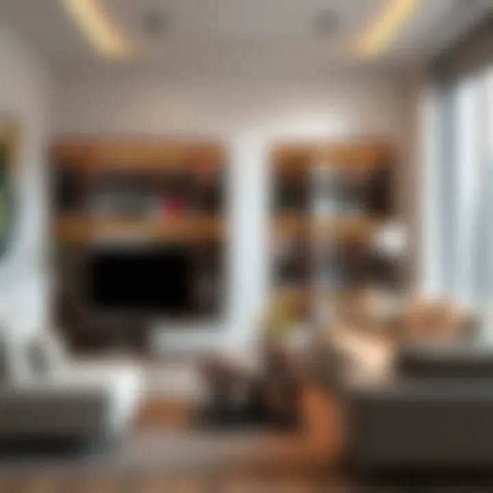 Minimalist Corner Bookshelf Design Elegant corner bookshelf in a minimalist living room setting
