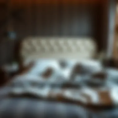 Cozy sleeping area with coordinated bedding and headboard