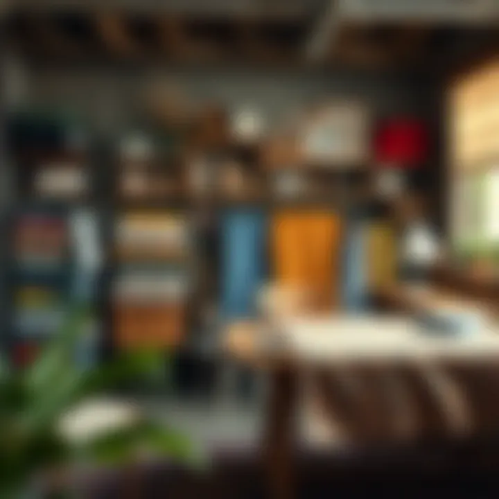 Finished Fabric Projects for Display A creative workspace featuring finished fabric projects ready for display