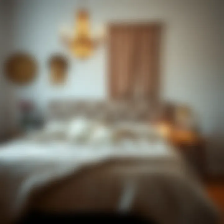 Decorative bedspread contributing to the overall room aesthetic