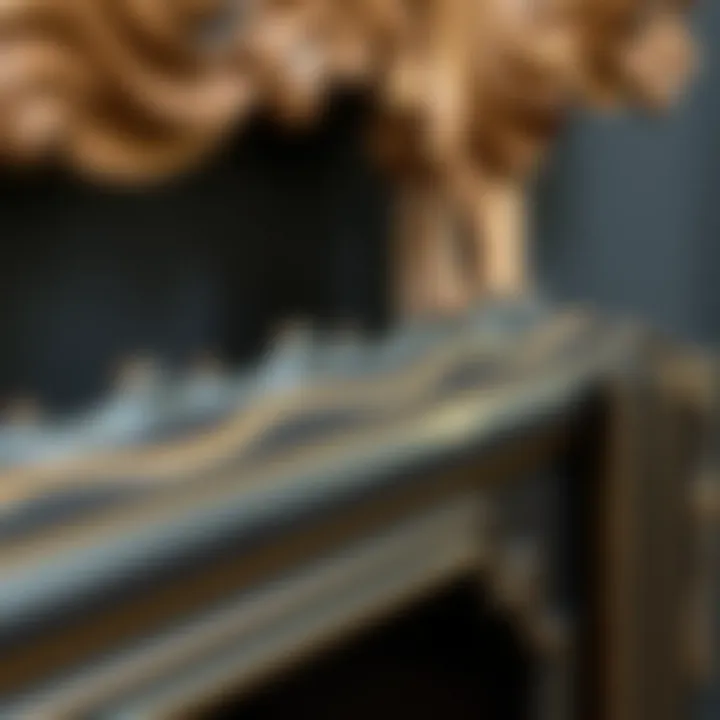 Close-up of decorative materials used in fireplace frames