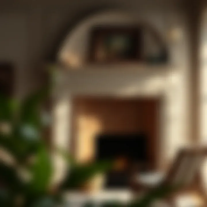 Various styles of decorative fireplace frames in interior settings