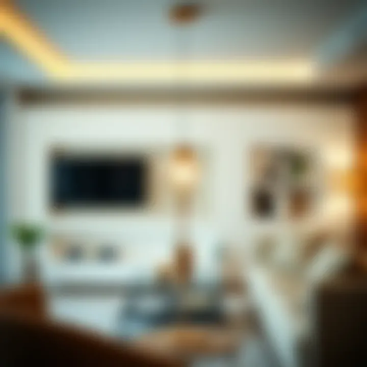 Elegant decorative LED lamp illuminating a modern living space