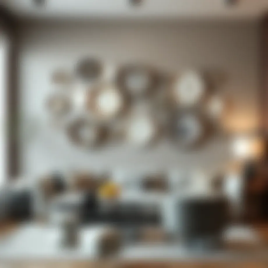 Elegant decorative wall plates arranged in a modern living room