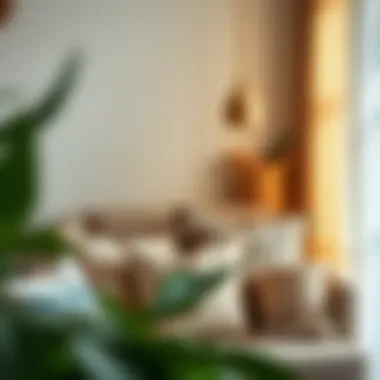 Cozy corner with plush cushions and decorative throws