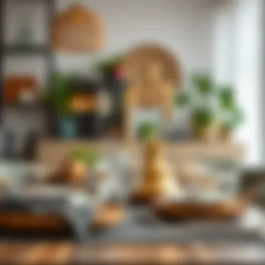 Stylish table setting featuring eclectic decorative items