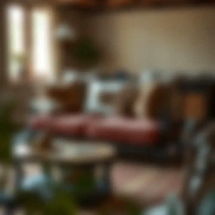 Rustic iron sofa adorned with plush cushions in a cozy setting