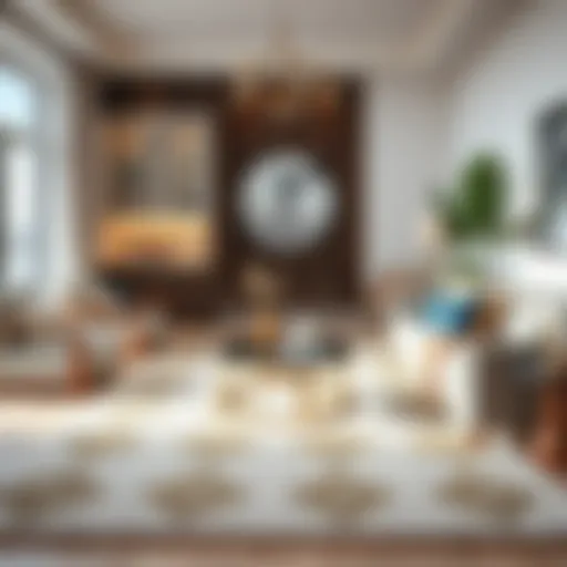 Stylish coastal rug in a modern living room