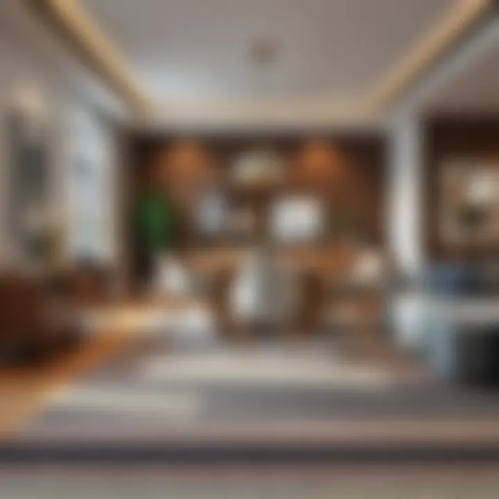 Contemporary striped patterned carpet in a cozy dining area