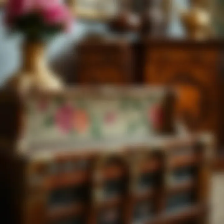 Detail of a beautifully decorated antique trunk