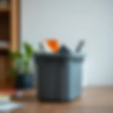 Versatile use of a large plastic container in an office environment