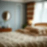 Elegant woven bedspread enhancing the bedroom decor